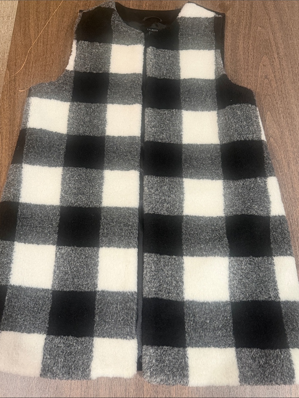 Talbots Black & White Buffalo-Check Fleece Vest for Kids